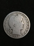 1902 United States Barber Half Dollar - RARE 90% Silver Coin - 0.361 ASW