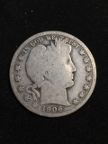 1906-D United States Barber Half Dollar - RARE 90% Silver Coin - 0.361 ASW