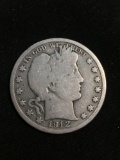 1912 United States Barber Half Dollar - RARE 90% Silver Coin - 0.361 ASW