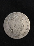 1911-S United States Barber Half Dollar - RARE 90% Silver Coin - 0.361 ASW