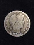 1904 United States Barber Half Dollar - RARE 90% Silver Coin - 0.361 ASW