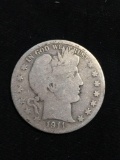 1911-S United States Barber Half Dollar - RARE 90% Silver Coin - 0.361 ASW