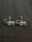 Old Pawn Native American Bear Claw Design Turquoise Inlaid 15x9mm Pair of Sterling Silver Screw back