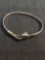 Shepard's Hook Dolphin Detailed Rounded 5mm Wide Sterling Silver Bangle Bracelet