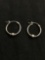 Rounded 15mm Diameter 1.5mm Wide w/ Round 4mm Ball Detail Pair of Sterling Silver Hoop Earrings