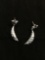 HAN Designer Laser-Carved Detailed Star & Crescent Moon Design 33mm Long Pair of Sterling Silver