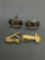 Lot of Three Various Size & Styled Silver & Gold-Tone Fashion Jewelry, Two Tie Clips & One Pair of