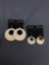 Lot of Two Faux Ivory Styled Pairs of Fashion Disc Style Earrings, One 1.0in Diameter & One 1.75in