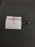 Lot of Two Mother of Pearl Accented Jewelry, One Leighton Lam Heart Carved Necklace & Swank Designer