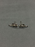 Gecko Design 13mm Long 8mm Wide Pair of Sterling Silver Stud Earrings