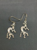 High Polished Kokopelli Design Old Pawn Mexico 28mm Long 15mm Wide Pair of Sterling Silver Dangle