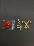 Lot of Three Holiday Themed Rhinestone Studded Brooches, One Christmas Tree, Pumpkin & Twin Candy