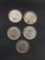 5 Count Lot of United States Roosevelt Silver Dimes - 90% Silver Coin from Estate