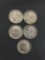 5 Count Lot of United States Roosevelt Silver Dimes - 90% Silver Coin from Estate