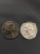 2 Count Lot of United States Washington Silver Quarters - 90% Silver Coins from Estate