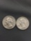 2 Count Lot of United States Washington Silver Quarters - 90% Silver Coins from Estate