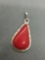 Teardrop Shaped 32x20mm Red Jasper Cabochon Center Handmade Old Pawn Mexico Sterling Silver Pendant