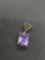 Rectangular Faceted 10x8mm Lavender Topaz Center w/ Marcasite Accents Sterling Silver Pendant