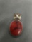 Oval 24x19mm Red Matrix Jasper Inlay Center Old Pawn Mexico Sterling Silver Criss Cross Bale Pendant