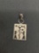 Rectangular 15x12mm Family Design Cut-Out Styled Sterling Silver Pendant