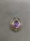 Fas Designer Oval 14x12mm Detailed Sterling Silver Pendant w/ Oval Faceted 7x5mm Amethyst Center