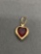 Gold-Tone Sterling Silver Framed Heart Faceted 8x7mm Garnet Center