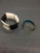 Lot of Two Fashion Bracelets, One Black & White 35mm Wide Brass w/ Dyed Blue Leather