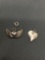 Lot of Two Detailed Sterling Silver Charms, One Puffy Heart & One Winged Heart