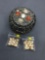 One Handmade East Indian Styled Silver-Tone Alloy 2in Diameter Pill Box & Two Bags of Beads