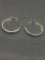 High Polished Faceted Finish 36mm Diameter 6mm Wide Signed Designer Pair of Sterling Silver Hoop