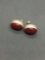 Oval 16x12mm Red Jasper Cabochon Featured Pair of Sterling Silver Earrings