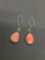 Teardrop Shaped Rhodochrosite Cabochon Featured 20x11mm Pair of Sterling Silver Dangle Earrings