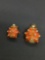 Lot of Two Matched Set Faux Pearl Accented & Enameled Ladybug Design Alloy Fashion Brooches, One