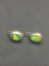 Oval 16x13mm Pair of Sterling Silver Shepard's Hook Earrings w/ Blue & Yellow Resin Inlaid Center