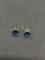 FAS Designer Princess Faceted 6x6mm Created Blue Sapphire Pair of Sterling Silver Stud Earrings