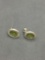 Full Bezel Set Oval Faceted 8x6mm Peridot Gem Featured Pair of Sterling Silver Earrings