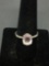 Oval Faceted 10x8mm Rose Quartz Center w/ Round CZ Accents Sterling Silver Ring Band