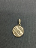 Reversible Round 13mm Diameter w/ Marcasite Detail on One Side & Round Rhinestone on the Other