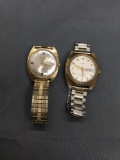 Lot of Two Timex Designer Water Resistant Stainless Steel Watches, Both w/ 30mm Round Crystal &