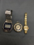 Lot of Three Watches, Nelson One 33mm Round Pocket Watch, One Baylor Oval 18x15mm Crystal w/