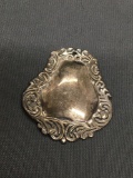 Vintage Filigree Decorated Engravable 31x28mm Sterling Silver Pendant