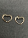 Lot of Two 15x13mm Ribbon Heart Sterling Silver Pendants
