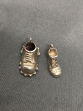 Lot of Two Detailed Sterling Silver Shoe Motif Charms