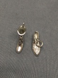 Lot of Two Detailed Sterling Silver Shoe Motif Charms