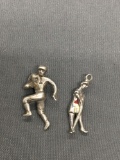 Lot of Two Sport Motif Figurine Sterling Silver Charms