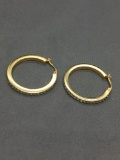 Round Resin Decorated Gold-Tone 31mm Diameter 3mm Wide Pair of Sterling Silver Hoop Earrings