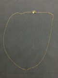 Cable Link 1mm Wide 18in Long Gold-Tone Italian Made Sterling Silver Chain