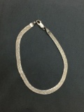 FAS Designer Patterned Herringbone Link 4mm Wide 8in Long Italian Made Sterling Silver Bracelet