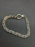Byzantine Link 7mm Wide 8in Long Sterling Silver Bracelet