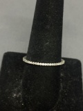 Fishtail Set Round Faceted CZ Featured 1.5mm Wide Sterling Silver Eternity Band